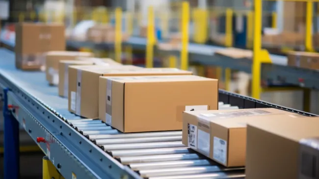 boxes on conveyer belt